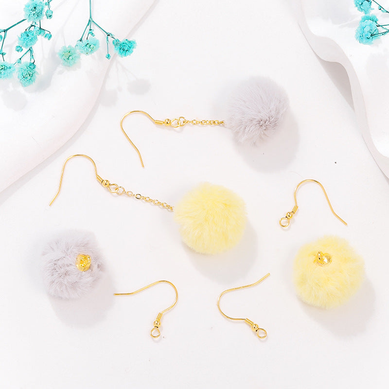 100 Fluffy Rabbit Fur Ball Charms Pom Pom Earring Drop with Loop Handbag Multicolor for Customize Puff Ball Keychains 20mm