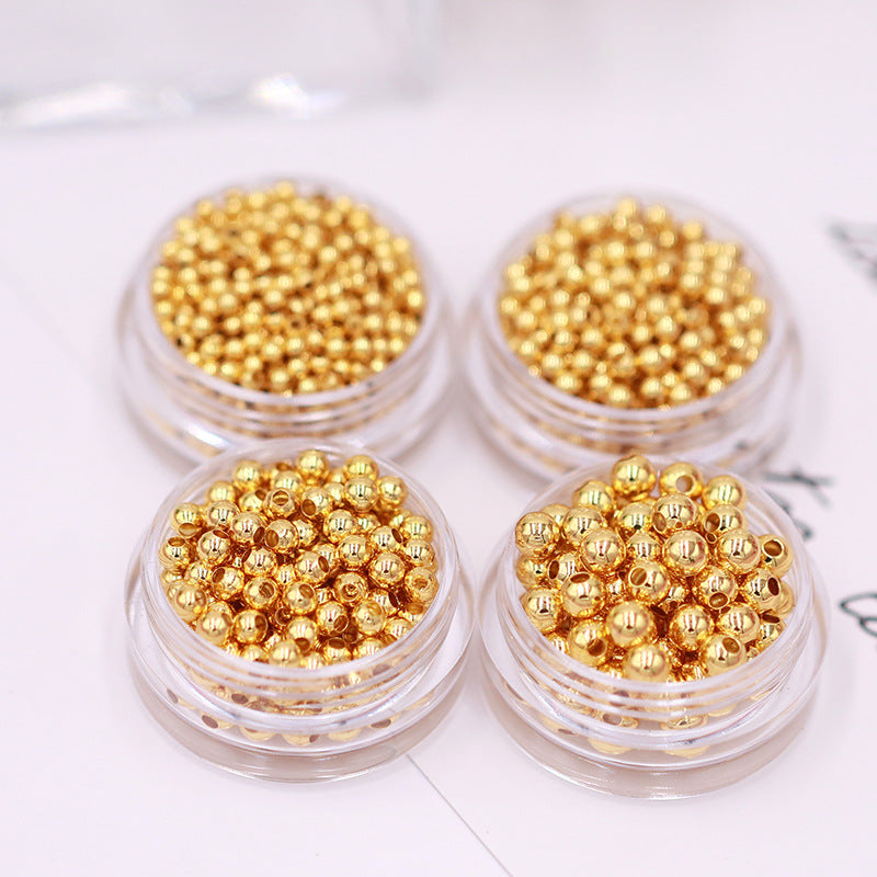 Bulk 100 Tiny Glossy Round Bead 14KGP 18KGP Copper Charm Beadwork Spacer Jewelry Finding 2mm 2.5mm 3mm 4mm 5mm 6mm 8mm