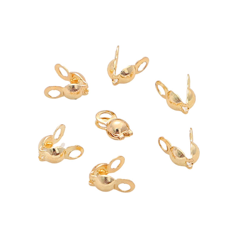 100 Perlen-Kettenendklemmen, Crimp-Clip-Verschluss, 14 K GF