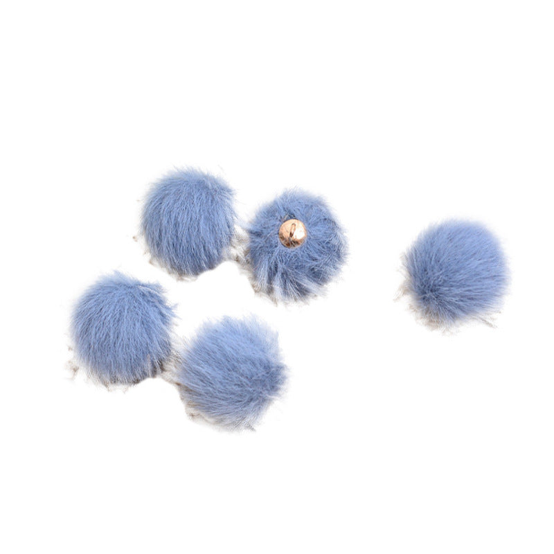 100 Fluffy Mink Fur Ball Charms Pom Pom Earring Drop with Loop Handbag Multicolor for Customize Puff Ball Keychains 15mm