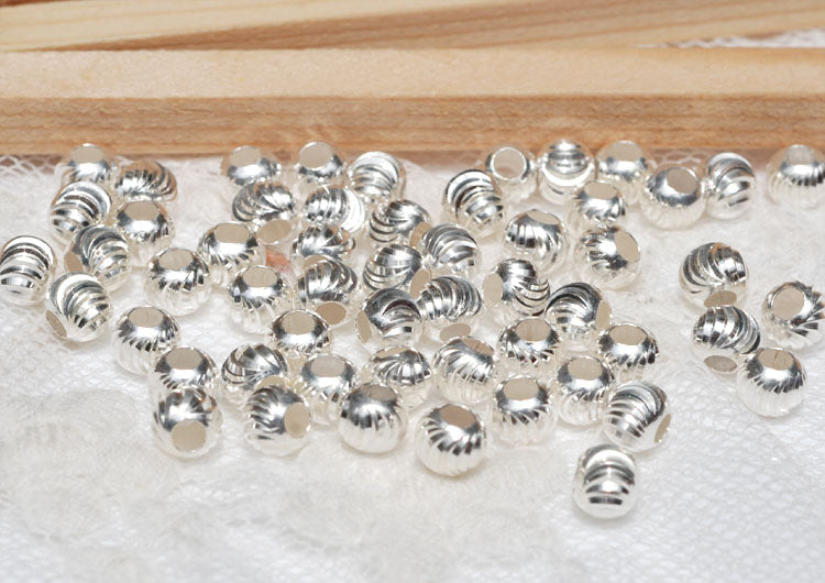 Sterling Silver Round Carved Bead Spacer S990 Finding