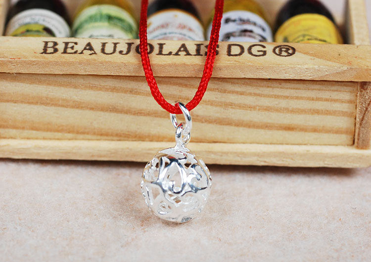 Sterling Silver Tiny Hollow Heart Ball Charm Pendant S925 Finding