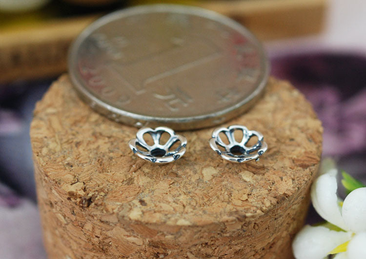 Sterling Silver Floral Bead Cap Cup S925 Finding