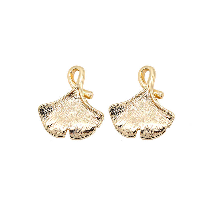 2 Ginkgo-Blatt-Fischgräten-Charm-Anhänger 14K GF