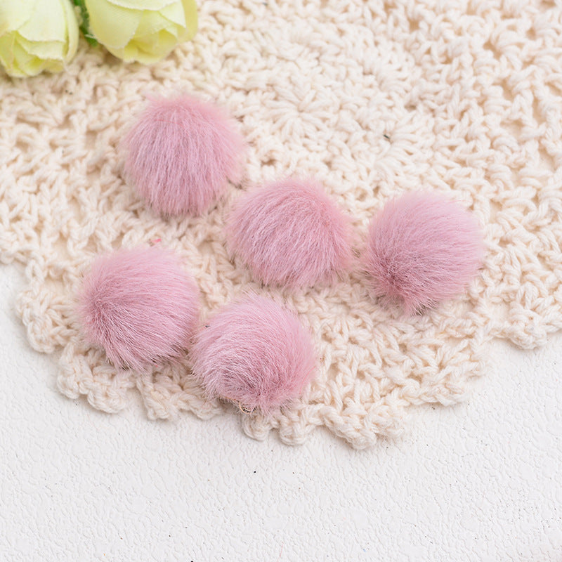 100 Fluffy Mink Fur Ball Charms Pom Pom Earring Drop with Loop Handbag Multicolor for Customize Puff Ball Keychains 15mm