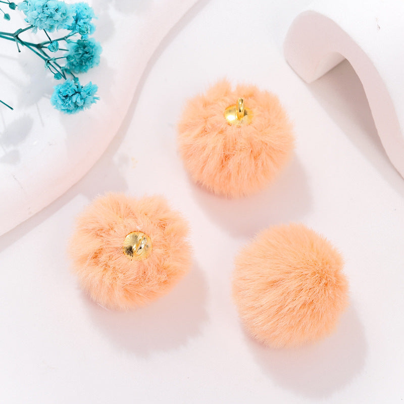 100 Fluffy Rabbit Fur Ball Charms Pom Pom Earring Drop with Loop Handbag Multicolor for Customize Puff Ball Keychains 20mm