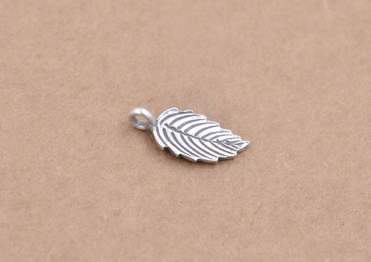 Sterling Silver Tiny Leaf Charm Pendant S925 Finding