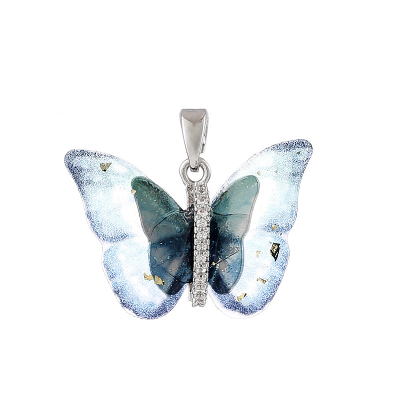 2 pendentifs à breloque papillon en forme de coquille ornés de strass 14K GF