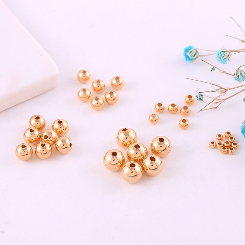 Bulk 100 Tiny Glossy Round Bead 14KGP 18KGP Copper Charm Beadwork Spacer Jewelry Finding 2mm 2.5mm 3mm 4mm 5mm 6mm 8mm