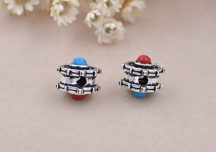 Sterling Silver Prayer Wheel Bead Spacer S925 Finding