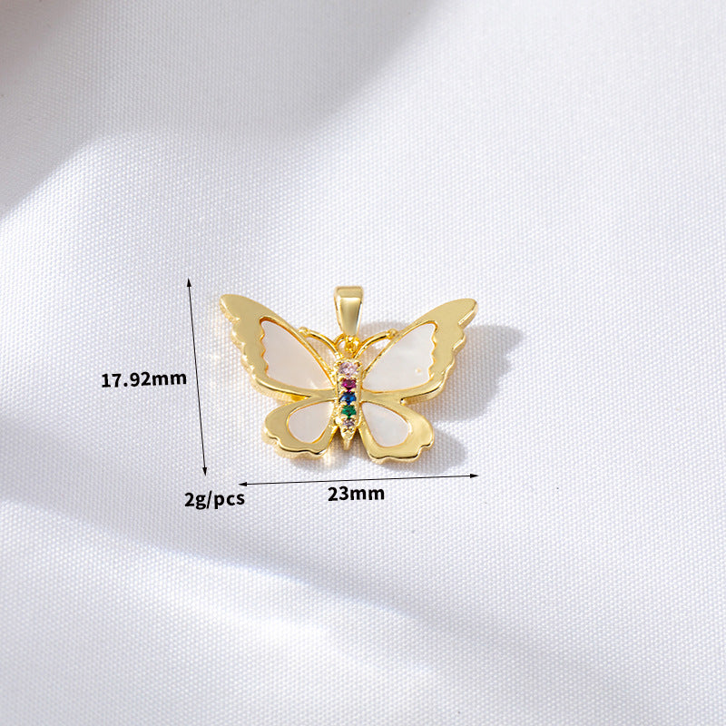 2 pendentifs à breloque papillon en forme de coquille ornés de strass 14K GF