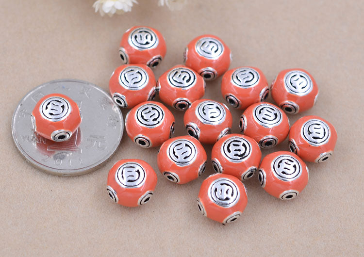 Sterling Silver Enamel Epoxy Crossing Four Holes Roundelle Bead Spacer S925 Finding