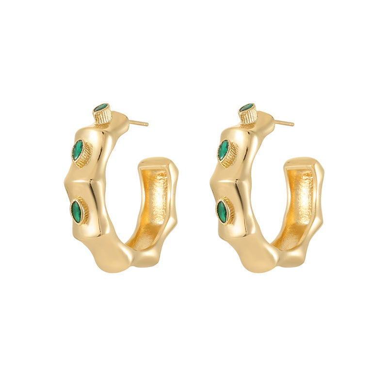 4 grosses boucles d'oreilles à tige articulées ornées de strass 14K GF