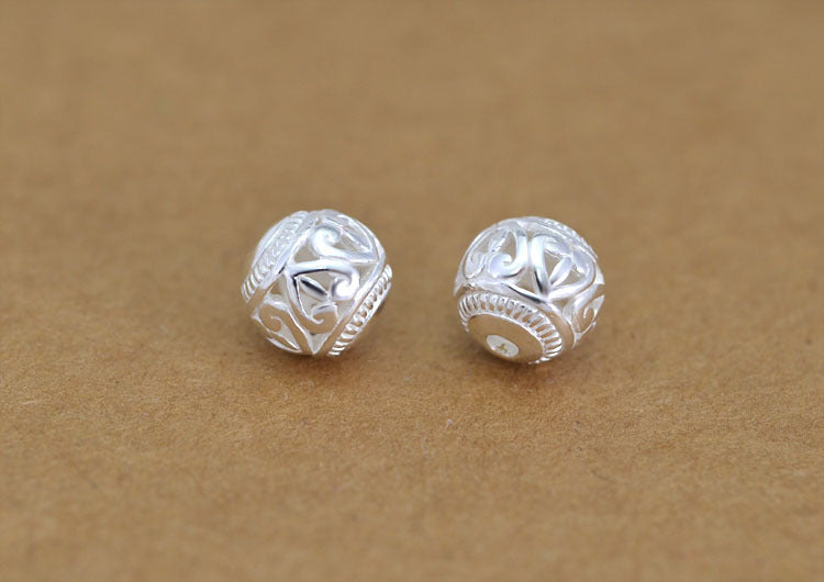 Sterling Silver Heart Round Bead Spacer S925 Finding