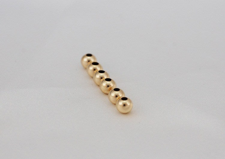 1/20 14K Gold Filled Sterling Silver Glossy Round Bead S925 Finding