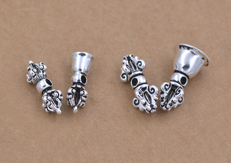 Sterling Silver Vajra Bell Pestle Bead Spacer S925 Finding