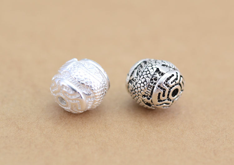 Sterling Silver Dragon Round Bead Spacer S925 Finding