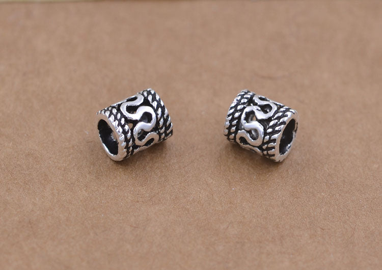 Sterling Silver Floral Cylinder Drum Bead Spacer S925 Finding