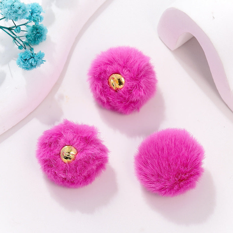 100 Fluffy Rabbit Fur Ball Charms Pom Pom Earring Drop with Loop Handbag Multicolor for Customize Puff Ball Keychains 20mm