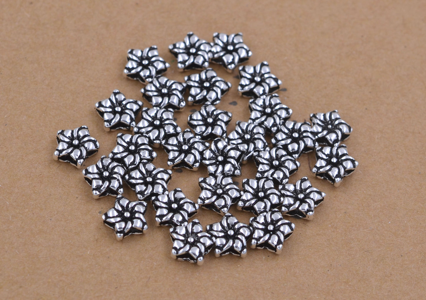 Sterling Silver Floral Bead S925 Finding