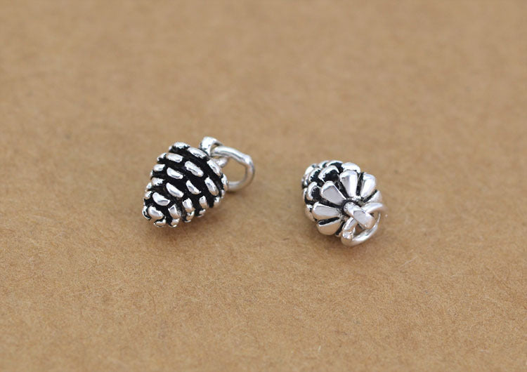 Sterling Silver Tiny Pine Cone Charm Pendant S925 Finding