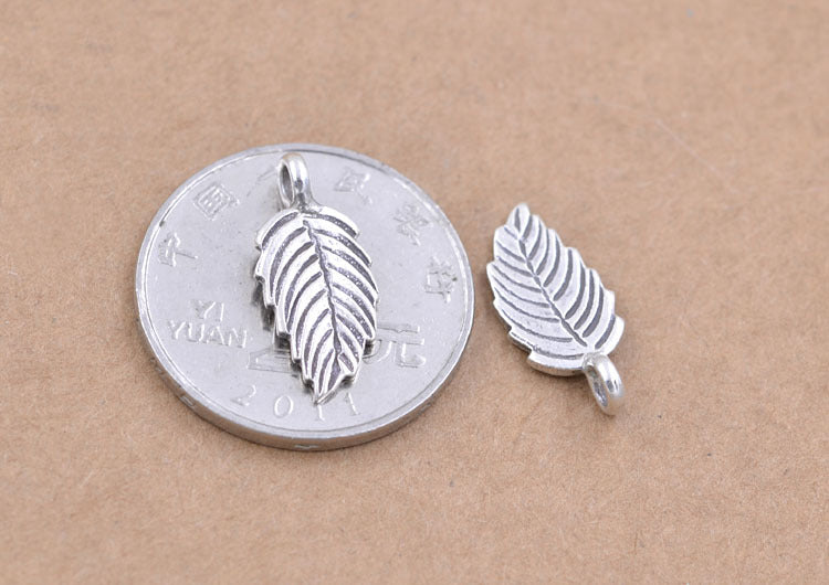 Sterling Silver Tiny Leaf Charm Pendant S925 Finding