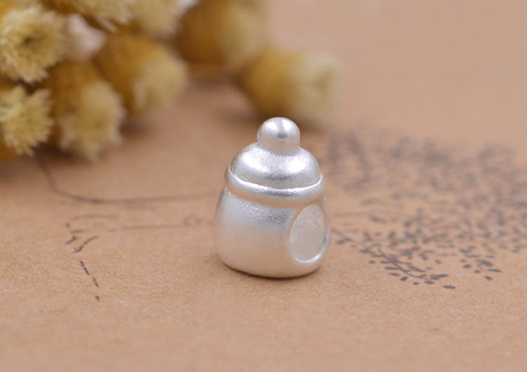 Sterling Silver Carved Heart Baby Bottle Bead Spacer S990 Finding