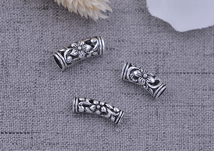 Sterling Silver Bent Floral Pipe Bead Spacer S925 Finding