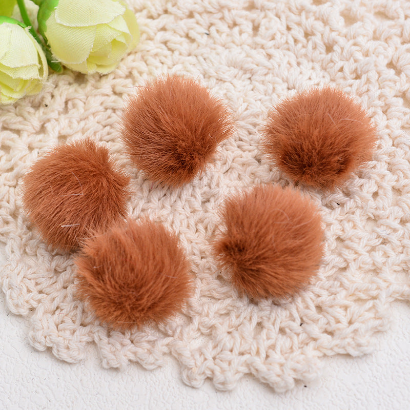 100 Fluffy Mink Fur Ball Charms Pom Pom Earring Drop with Loop Handbag Multicolor for Customize Puff Ball Keychains 15mm