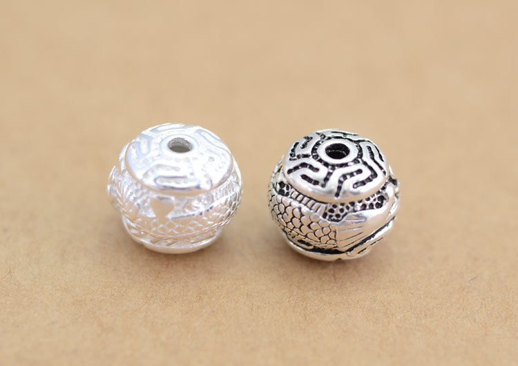 Sterling Silver Dragon Round Bead Spacer S925 Finding