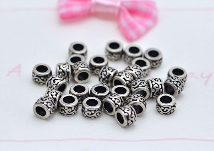 Sterling Silver Floral Drum Bead S925 Finding