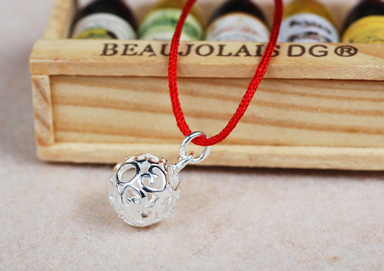 Sterling Silver Tiny Hollow Heart Ball Charm Pendant S925 Finding