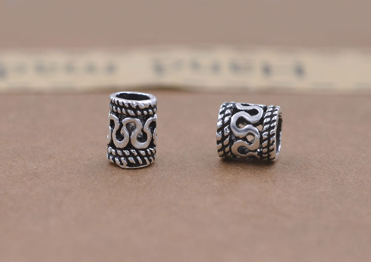 Sterling Silver Floral Cylinder Drum Bead Spacer S925 Finding