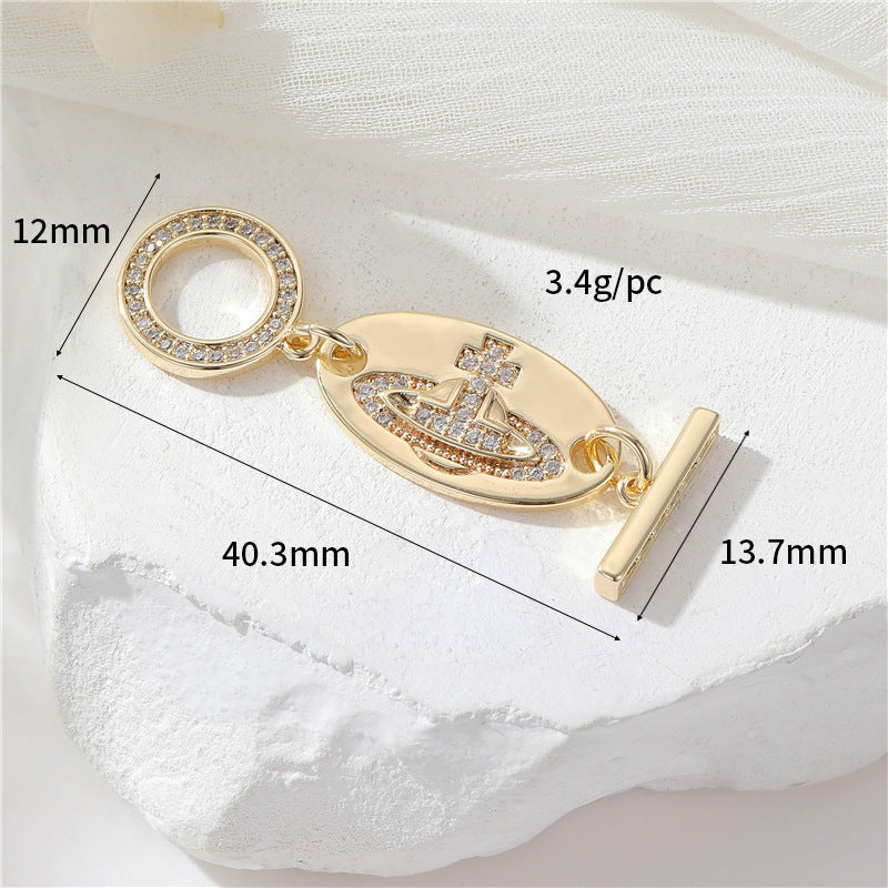 2 Saturn Crown Kabelkette Floral Wheel Lock OT Verschluss 14K GF Harz Perle Strass verziert Verschlüsse Verbinder