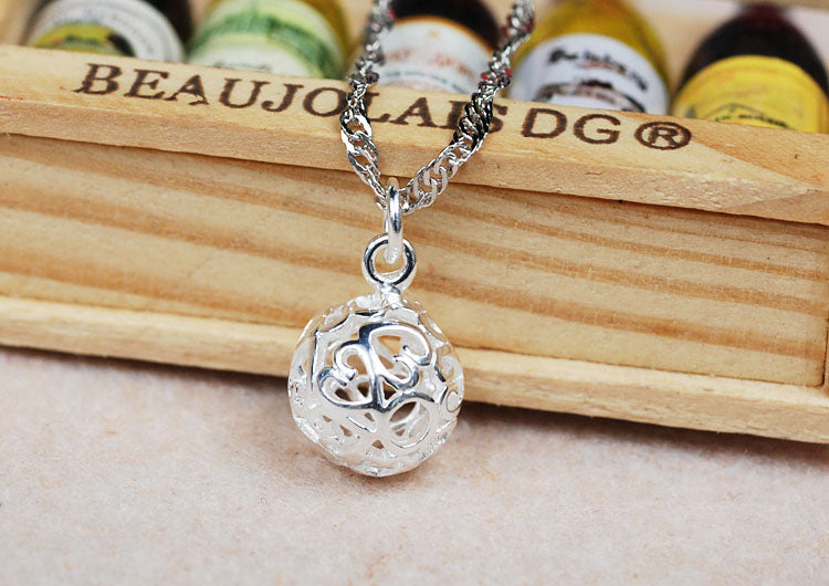 Sterling Silver Tiny Hollow Heart Ball Charm Pendant S925 Finding