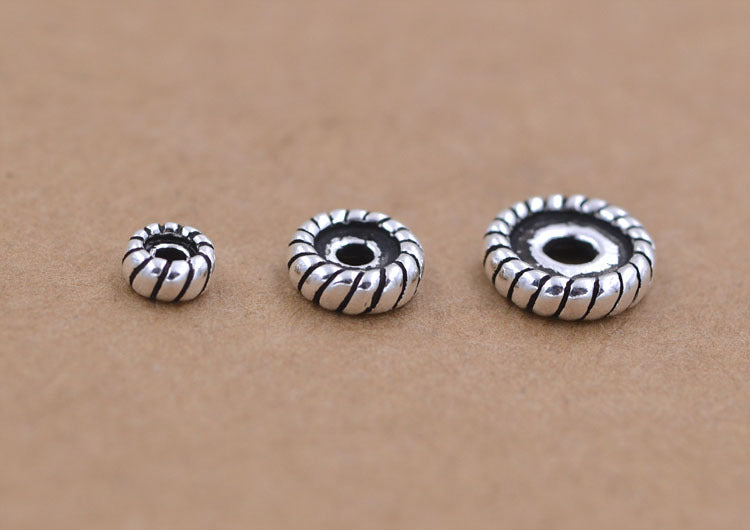 Sterling Silver Flat Roundelle Carved Bead Spacer S925 Finding