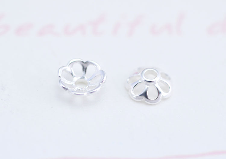 Sterling Silver Floral Bead Cap Cup S925 Finding