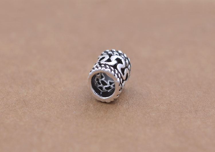 Sterling Silver Floral Cylinder Drum Bead Spacer S925 Finding