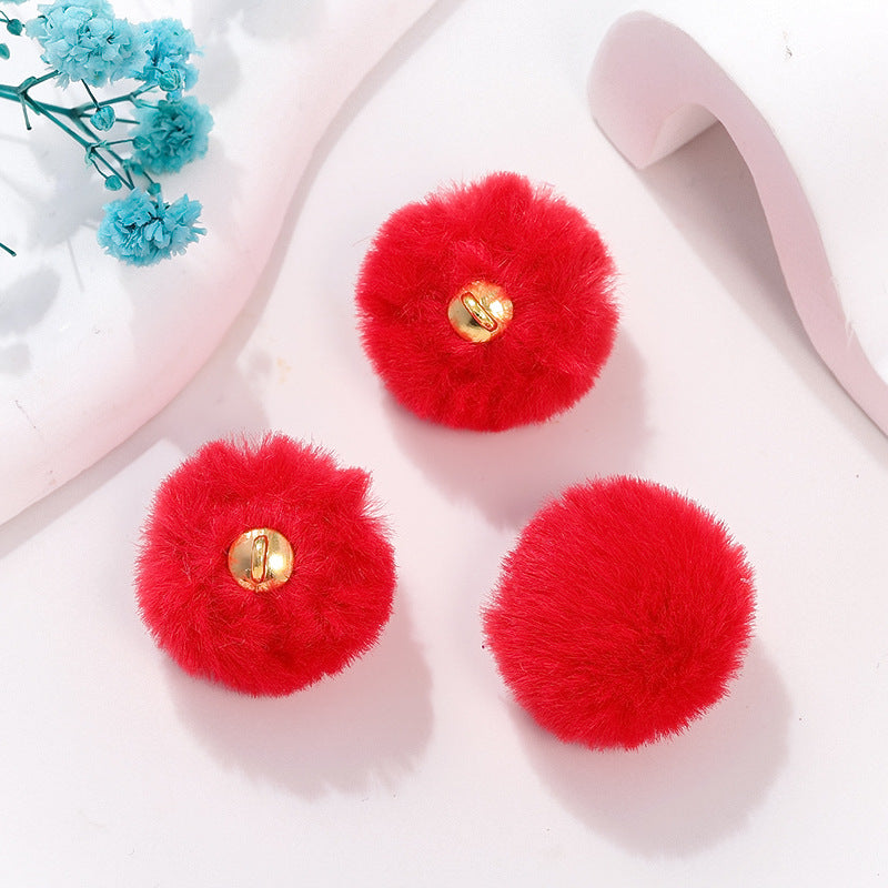 100 Fluffy Rabbit Fur Ball Charms Pom Pom Earring Drop with Loop Handbag Multicolor for Customize Puff Ball Keychains 20mm