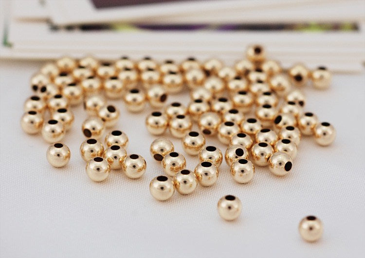 1/20 14K Gold Filled Sterling Silver Glossy Round Bead S925 Finding