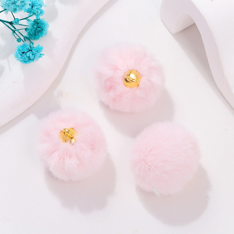 100 Fluffy Rabbit Fur Ball Charms Pom Pom Earring Drop with Loop Handbag Multicolor for Customize Puff Ball Keychains 20mm