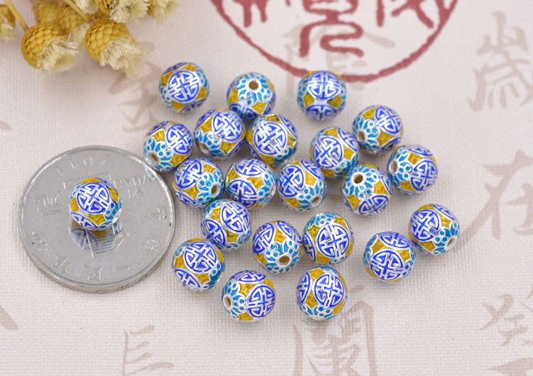 Sterling Silber Emaille Epoxy Round XI 囍 Bead Spacer S925 Finding