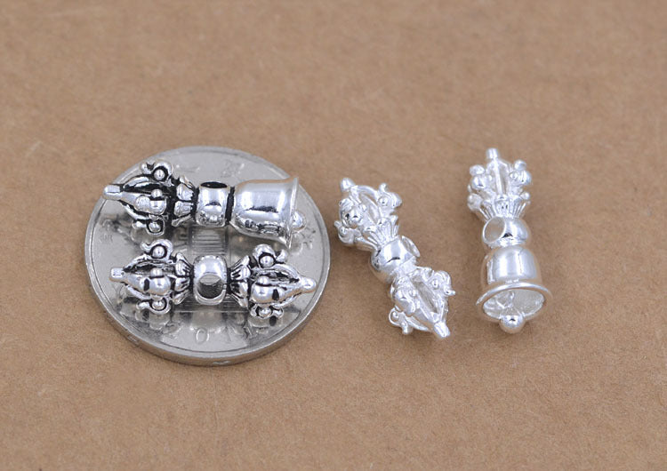 Sterling Silver Vajra Bell Pestle Bead Spacer S925 Finding