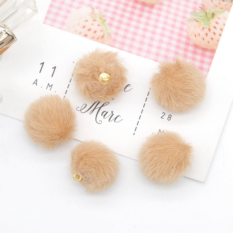 100 Fluffy Mink Fur Ball Charms Pom Pom Earring Drop with Loop Handbag Multicolor for Customize Puff Ball Keychains 15mm