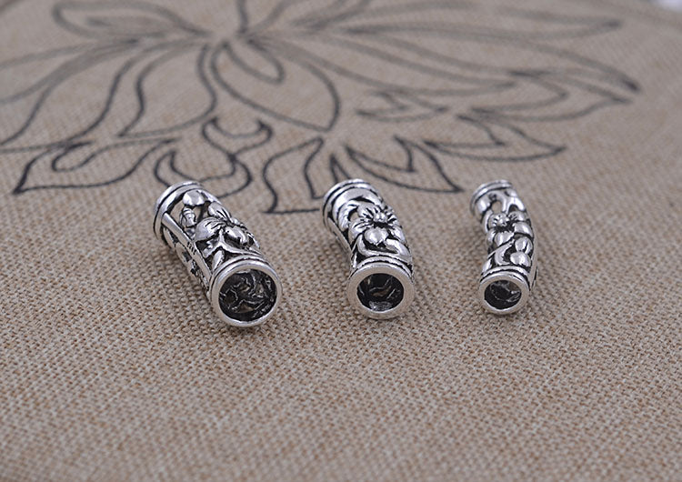 Sterling Silver Bent Floral Pipe Bead Spacer S925 Finding