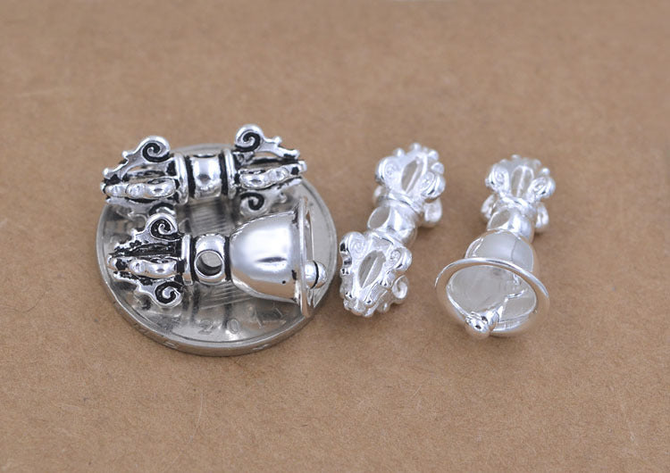 Sterling Silver Vajra Bell Pestle Bead Spacer S925 Finding