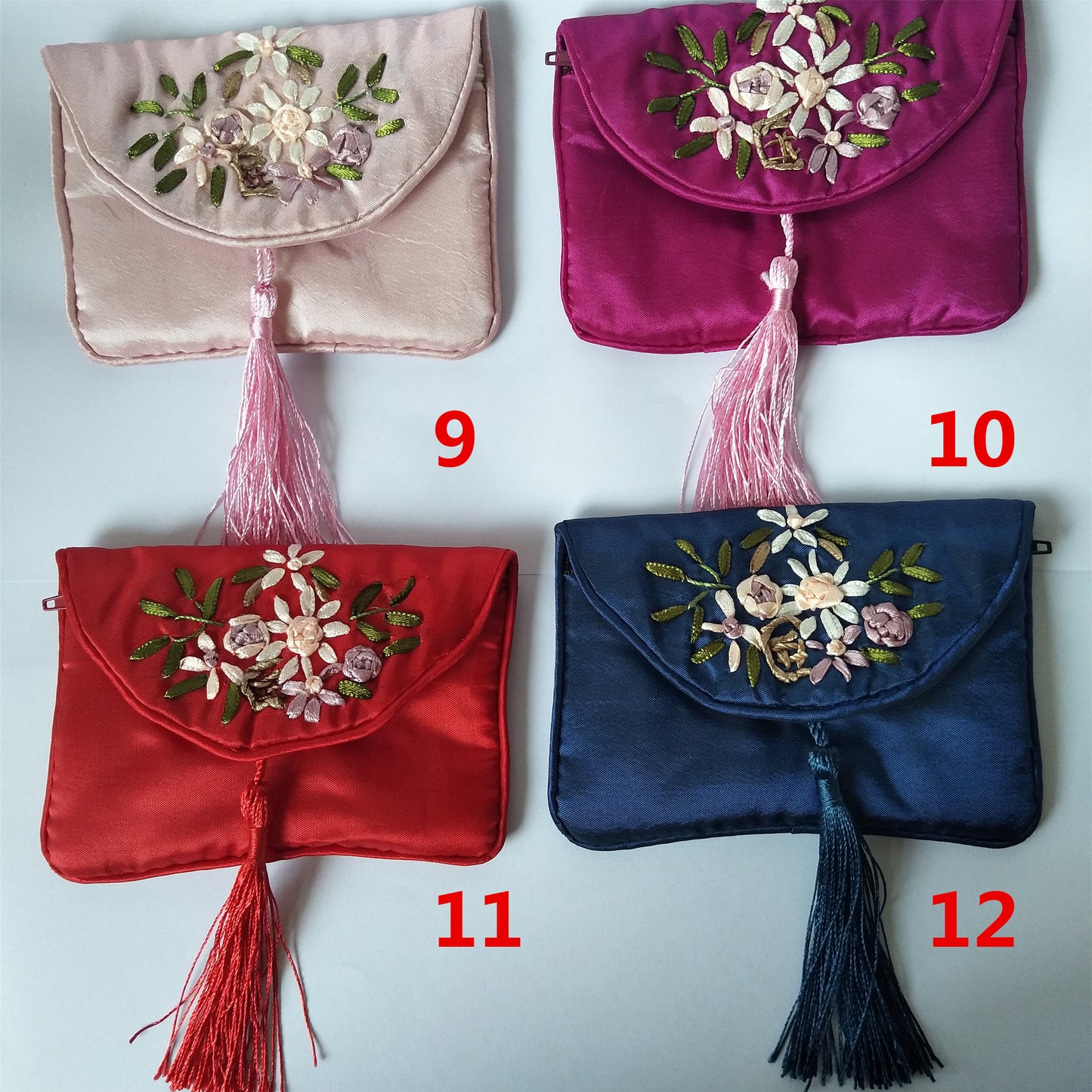 3x4.5" Colorful Chinese Silk Pouches Pocket Money Coins Bags with Zip Grab Bag lot Traditional Packaging Bags for Jewelry Gifts