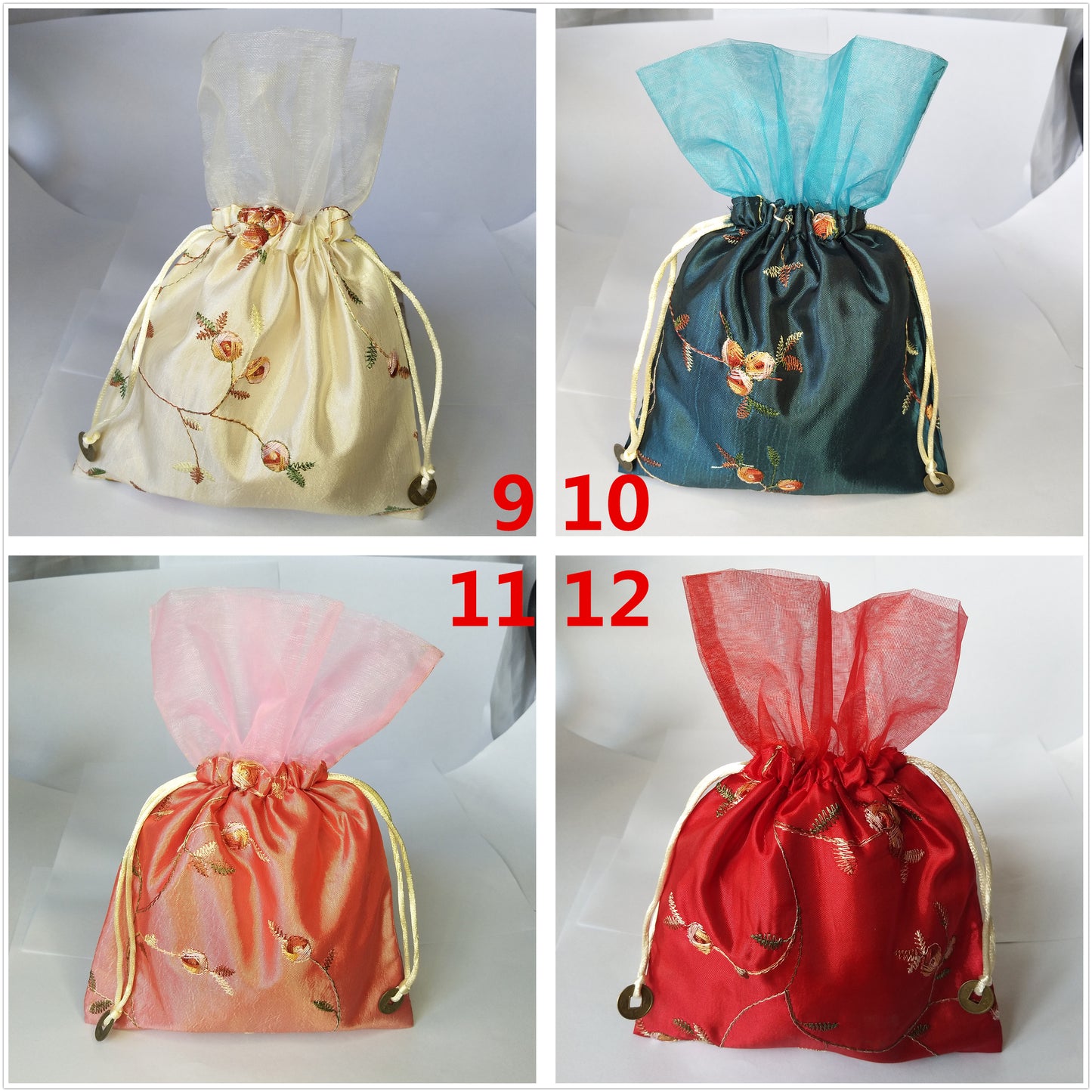 6x9" Korean Style Silk Bag Money Coin Pocket Pouch Drawstring Mojo Grab Amulet Rosary Bag Traditional Packaging for Jewelry Gift