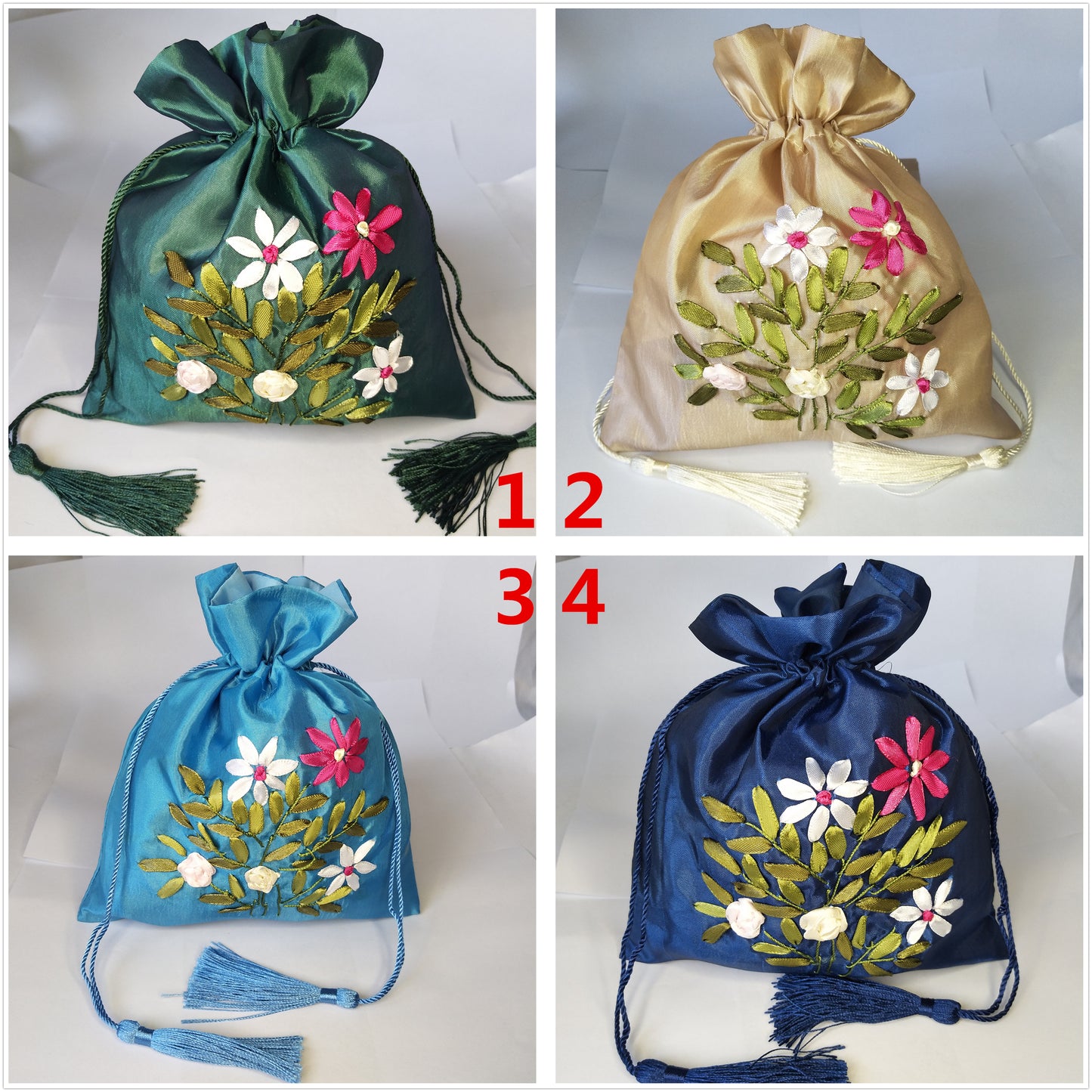 17,8 x 21,6 cm handgestickte Seiden-Rosenkranz-Tasche, Tasche, Geld-Münzen-Tasche, Kordelzug, Greif-Amulett-Tasche, traditionelle Verpackung für Schmuck, Geschenk