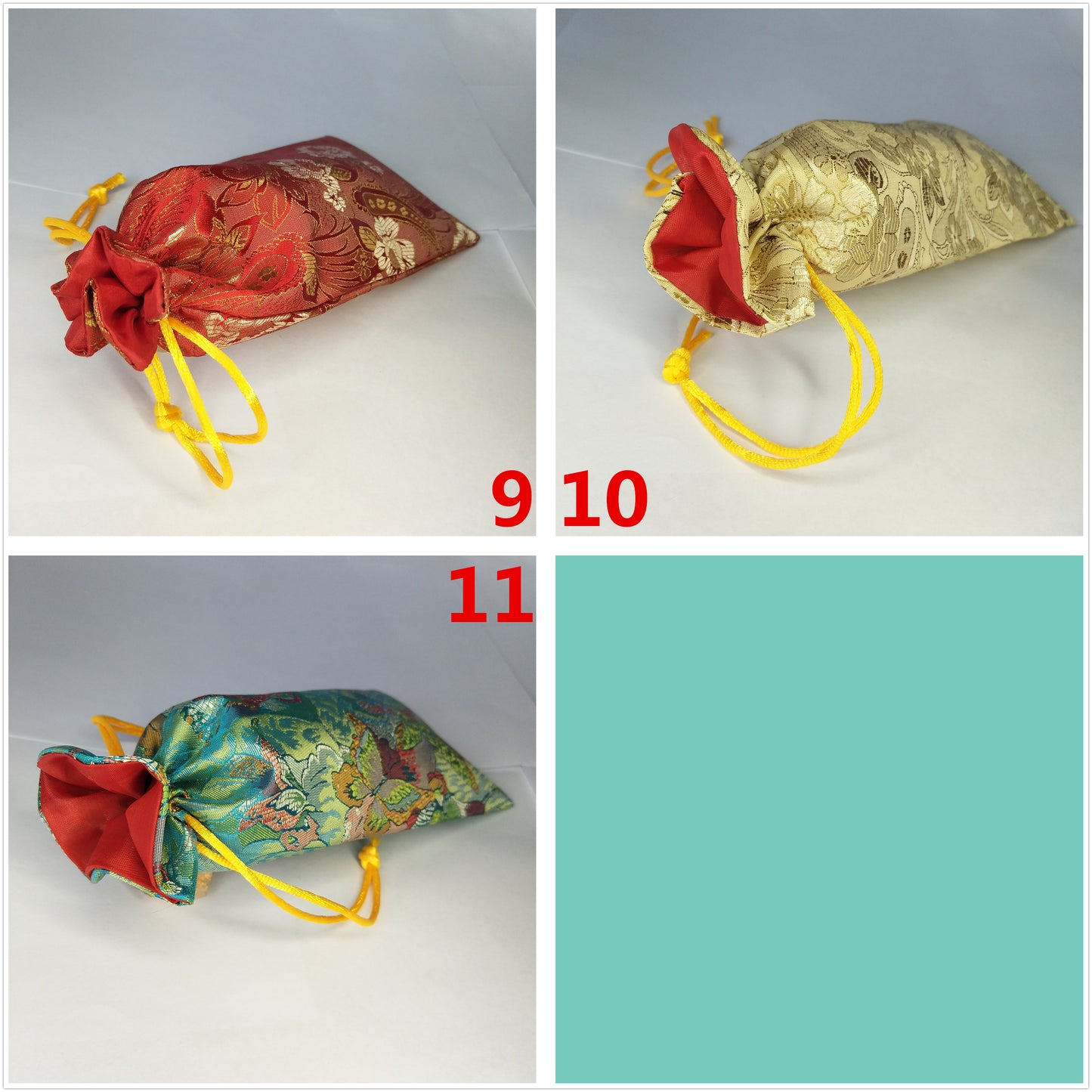 7,6 x 20,3 cm bunte chinesische Seidenbeutel, Brillentaschen, Geldmünzen, Beutel mit Kordelzug, viele traditionelle Verpackungsbeutel für Schmuck, Geschenke